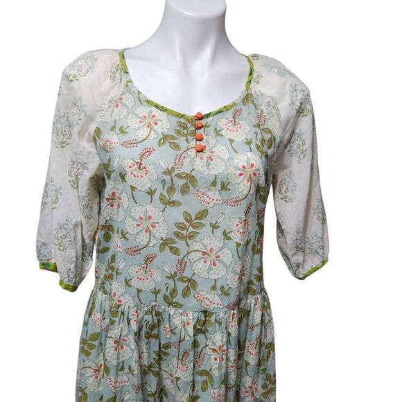 Gudrun sjodren boho midi dress floral lagenlook cottage pockets cotton small - Picture 2 of 11